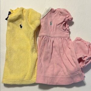 RALPH LAUREN Size 3-6 Month Dresses Yellow Pink Stripe Cotton